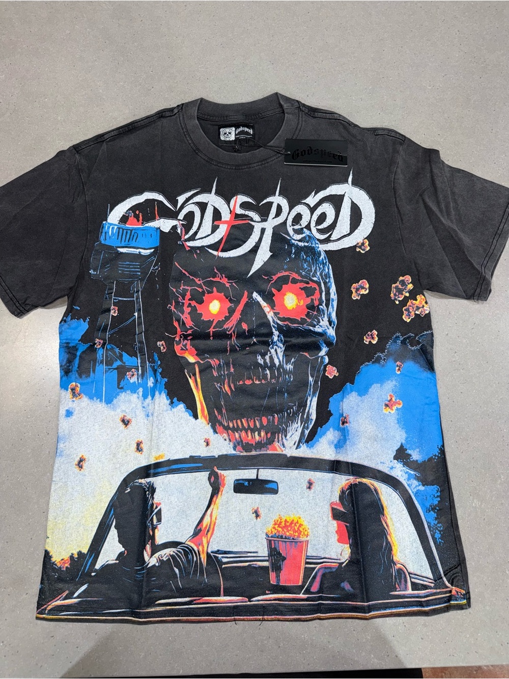 Godspeed Black Graphic Skull Print Tee - Men